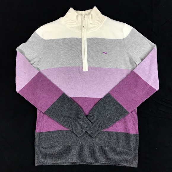 Vineyard Vines Sweaters - Vineyard Vines Womens Striped 1/2 Zip Knit Sweater